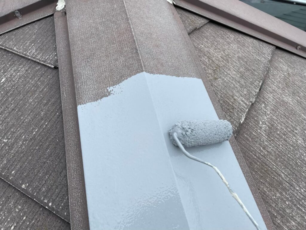 屋根板金部さび止め塗布
